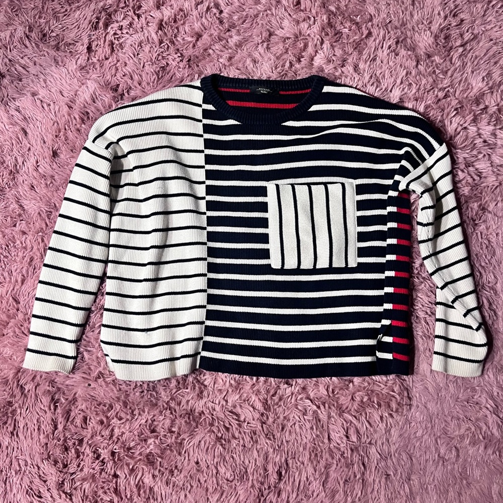 MaxMara Red and Black Striped Knit